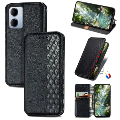 For Xiaomi Redmi 15a 5G Case Rhombus Imprint PU Leather Wallet Phone Cover - Black