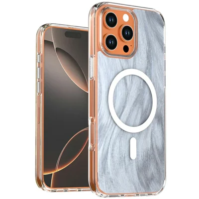 Obudowa magnetyczna na iPhone'a 16 Pro Max z wzorem lisiego ogona, TPU + akrylik, odporna na wstrząsy - Biały