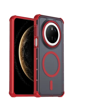  For Huawei Mate 70 Magnetic Case Electroplated Frame Skin-touch TPU+PC Phone Cover - Red