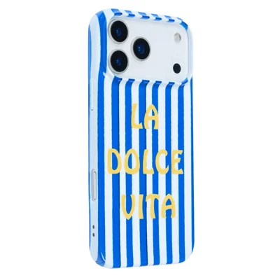 Coque pour iPhone 12 / 12 Pro, coque de protection rigide en PC avec motif rayé IMD - Bleu