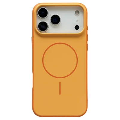 Cover Magnetico per iPhone 17 Pro Max con Effetto Pelle, Custodia Protettiva Antiurto in PC TPU 2 in 1 - Arancione