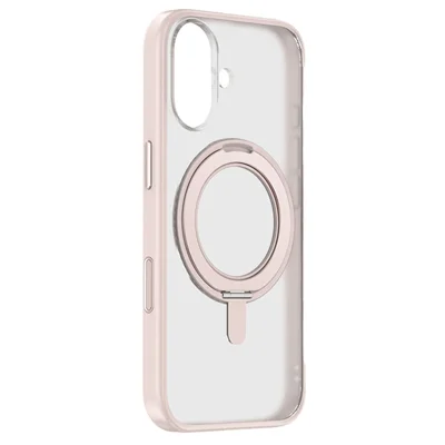 ZGA for iPhone 17 Magnetic Case Rotating Kickstand PC + TPU Matte Phone Protective Cover - Pink