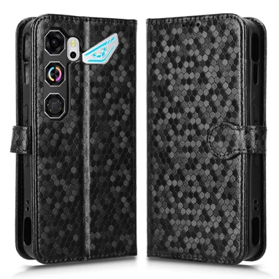 Capa Carteira para ZTE nubia Neo 5 GT 5G com Estampa de Padrão de Pontos, Capa de Couro PU com Alça de Pulso - Preto