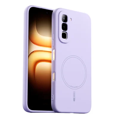 ABEEL Magnetic Case For Infinix Hot 70 Skin Touch Liquid Silicone Phone Back Cover - Purple