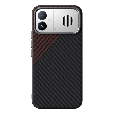 ABEEL Coque Magnétique pour Xiaomi Redmi K90 Max 5G, Texture Fibre de Carbone, Housse Arrière de Téléphone - Noir / Rouge
