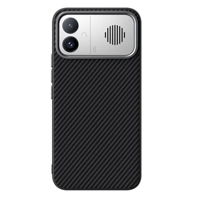 ABEEL Coque Magnétique pour Xiaomi Redmi K90 Max 5G, Aspect Fibre de Carbone, Coque Arrière en TPU PC PU - Noir