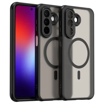 غطاء مغناطيسي لهاتف Samsung Galaxy A27 واقي من السقوط، مصنوع من البولي كربونات مات + مادة TPU - أسود