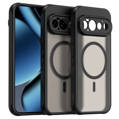 Cover magnetico per Google Pixel 11 Pro, custodia antiurto con finitura opaca in PC + TPU - Nero