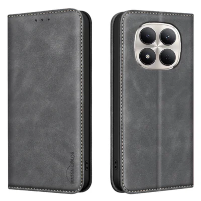  BINFEN COLOR for Xiaomi Redmi Note 15 Pro 5G (Global) RFID Blocking Calf Texture PU Leather Phone Cover - Black