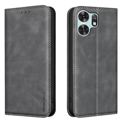  BINFEN COLOR for Honor X6d 5G RFID Blocking Calf Texture PU Leather Phone Cover - Black