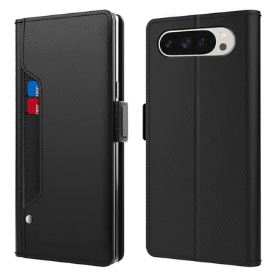 Funda para Google Pixel 11 Pro con tapa magnética de PU+TPU con soporte - Negro
