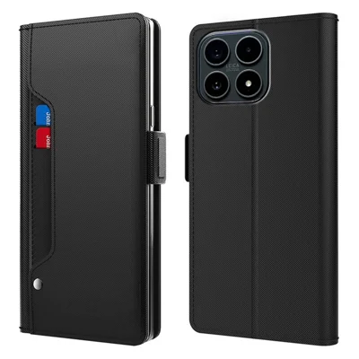 غطاء هاتف مغناطيسي قابل للطي مع حامل لهاتف Xiaomi 17 Max من مادة PU+TPU - أسود
