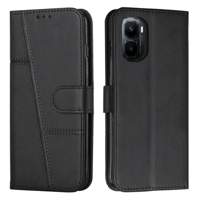 Étui en cuir pour téléphone Infinix GT 50 Pro 5G, étui portefeuille à support pliable avec sangle - Noir