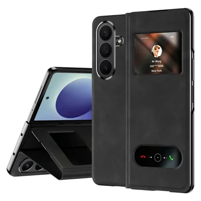 Til Samsung Galaxy Z Fold8 Task View Window PU Læder Telefonbeskyttelse - Sort