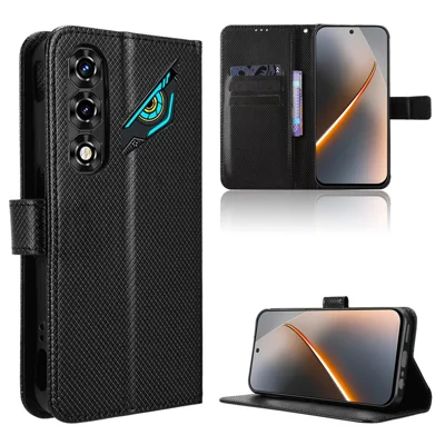  For ZTE nubia Neo 5G Leather Wallet Case with Strap Diamond Texture Phone Cover - Black