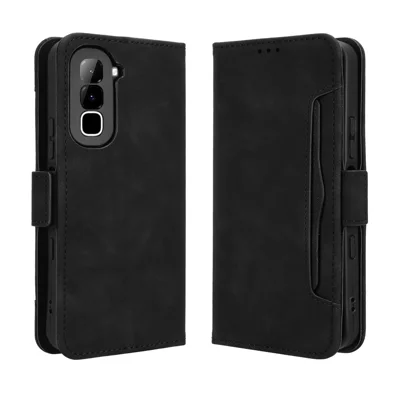 Étui en cuir pour Infinix Hot 70, étui portefeuille avec plusieurs fentes pour cartes - Noir