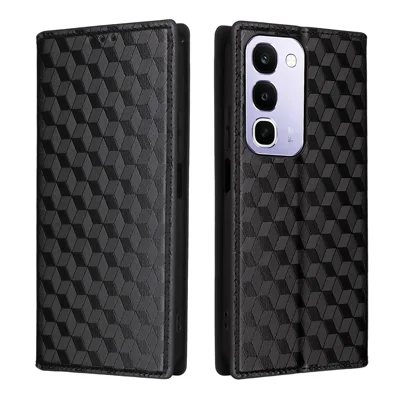 غطاء لهاتف Realme C100 4G / C100i 4G / C100x 4G، محفظة من جلد PU بنمط معين منقوش - أسود