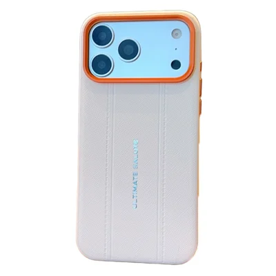 Voor iPhone 17 Pro Hoesje Leerachtige Structuur PC + TPU Anti-slip Beschermhoes - Wit