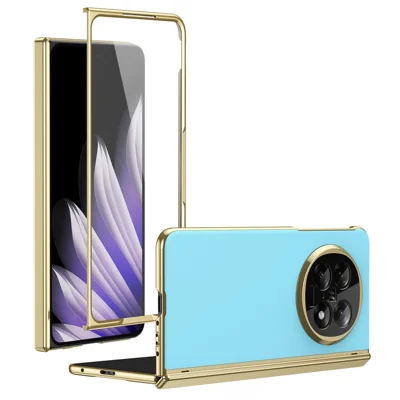 Capa para Oppo Find N5 5G AG Mate com PC Rígida e Película de Vidro Temperado - Azul Bebé