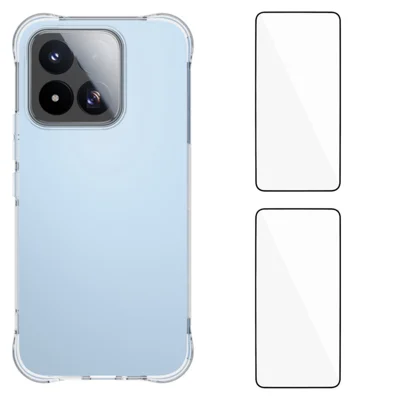 WANLONFENG para Xiaomi 17 Max Serie WL2 Funda TPU 2.0mm con 2 Unidades de Películas de Cristal Templado - Transparente