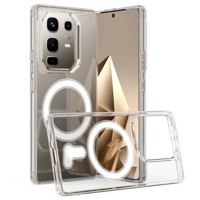  Étui magnétique transparent pour téléphone Infinix Note 50 Pro 4G / Infinix Note 50s 5G / Infinix Note 50 4G, coque arrière en TPU + acrylique - Transparent