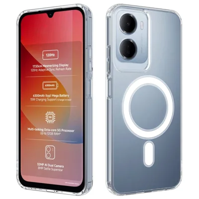  For Xiaomi Redmi R70 5G / Xiaomi Redmi R70m 5G / Xiaomi Redmi A7 Pro 4G (171.56mm) / Xiaomi Redmi A7 Pro 5G / Xiaomi Poco C85x 5G / Xiaomi Poco C81 4G / Xiaomi Poco C81 Pro 4G / Xiaomi Redmi 15a 5G Clear Phone Magnetic Case TPU + Acrylic Back Cover - Clear