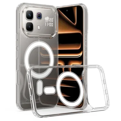 Pour Infinix Note 60 Pro 5G / Infinix Note 60 5G Étui de téléphone magnétique transparent Coque arrière en TPU + acrylique - Transparent