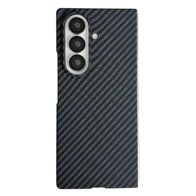 For Samsung Galaxy Z Fold8 Ultra Magnetic Case Carbon Fiber Texture PC Phone Cover with Screen Protector - Black
