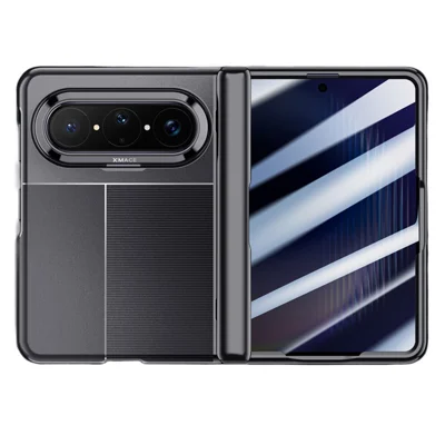 Étui pour Huawei Pura X Max, coque mate AG pour téléphone pliable avec protecteur d'écran anti-espion - Noir