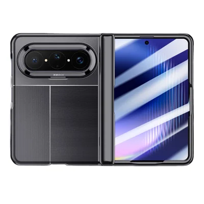 Coque pour Huawei Pura X Max AG Matte avec protection de charnière et housse de protection d'écran HD transparente - Noir