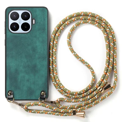 For Xiaomi 17T Retro Leather Phone Back Cover with Adjustable Strap - Green