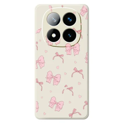 For Xiaomi Redmi Note 15 5G (Global)  /  Poco M8 5G Case Pink Bow Love Pattern Printing Straight Edge TPU Phone Back Cover - Beige