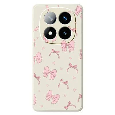 For Xiaomi Redmi Note 15 Pro 5G (Global) Case Pink Bow Love Pattern Printing Straight Edge TPU Phone Back Cover - Beige