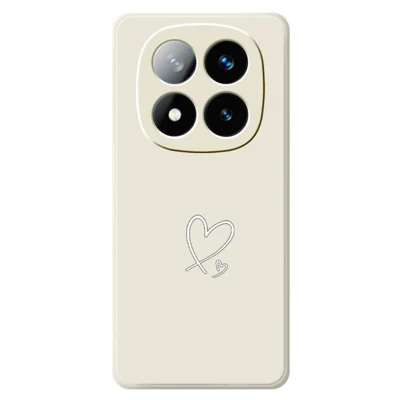 Funda para Xiaomi Redmi Note 15 Pro+ 5G (Global) / Poco M8 Pro 5G con estampado de corazones blancos, borde recto, trasera de TPU - Beige