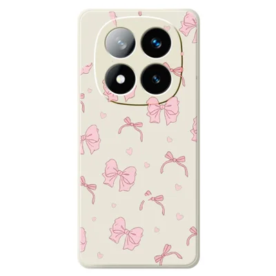 For Xiaomi Redmi Note 15 Pro+ 5G (Global)  /  Poco M8 Pro 5G Case Pink Bow Love Pattern Printing Straight Edge TPU Phone Back Cover - Beige
