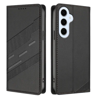 Voor Samsung Galaxy S25 FE Hoesje 009 Punk Style Gestempeld Wallet Stand Folio Flip Lederen Cover - Zwart