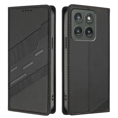 Für Motorola Edge (2026) Tasche 009 Punk-Stil geprägtes Wallet-Stand-Folio-Flip-Ledercover - Schwarz