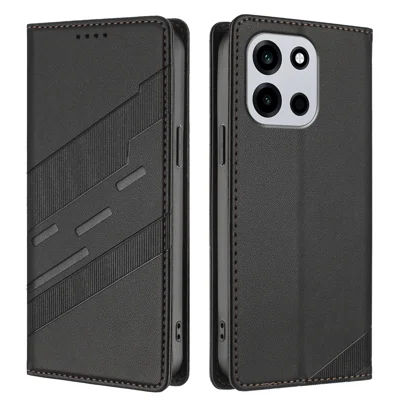 Funda tipo folio con tapa de cuero estilo punk 009 con función de cartera y soporte para OnePlus Nord CE6 5G / OnePlus Turbo 6V 5G / OnePlus Turbo 6 5G / OnePlus Nord 6 5G - Negra