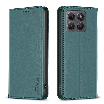BINFEN COLOR för Motorola Moto G47 5G läderfodral BF18 telefonställfodral med kortfack - Grön