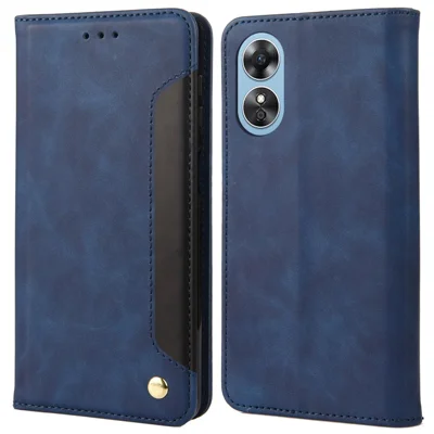 Étui pour téléphone Oppo A17 4G / A17k 4G, housse portefeuille en cuir PU tactile avec fermeture magnétique automatique, support intégré et motif coloré, bleu