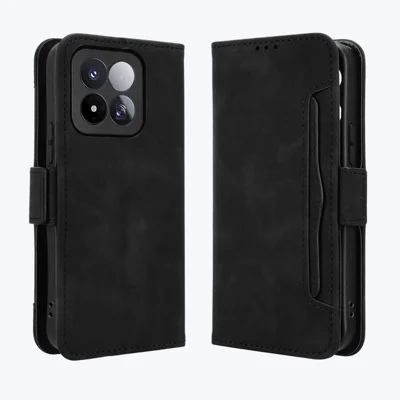 Für Xiaomi 17 Max Ledertasche Handy-Portemonnaie-Hülle mit mehreren Kartenfächern - Schwarz