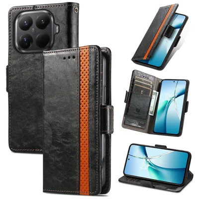 CASENEO til Xiaomi 17T Pro telefondele PU-læderdæksel med stand og RFID-blokerende wallet - Sort