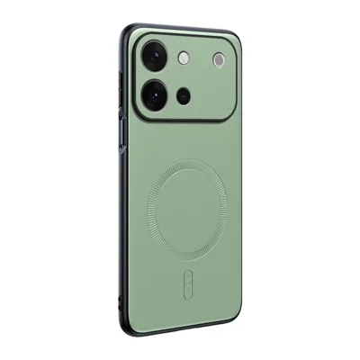 For vivo S60 5G Magnetic Case Leather Coated TPU + PC Phone Cover - Green