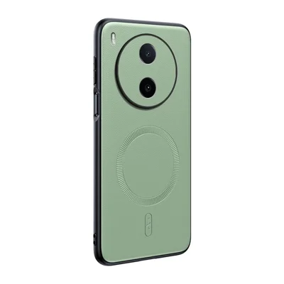 For vivo Y600 Pro 5G Magnetic Case Leather Coated TPU + PC Phone Cover - Green