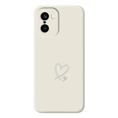 For OnePlus 15R 5G  /  Ace 6T 5G Case White Love Pattern Printing Straight Edge TPU Phone Back Cover - Beige