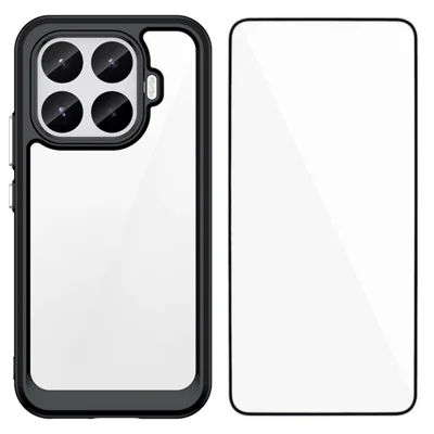 WANLONFENG for Xiaomi 17T Phone Case  XC Series TPU Acrylic Cover with Tempered Glass (Big Lens Hole) - Black