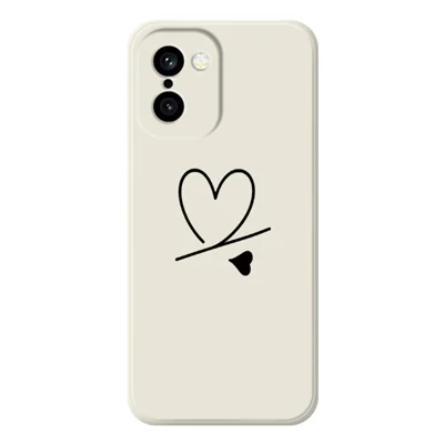 Voor OnePlus 15R 5G / Ace 6T 5G Hoesje Zwarte Liefdespatroon Afdruk Rechte Rand TPU Telefoon Achterkant - Beige