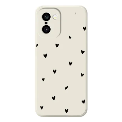 Voor OnePlus 15R 5G / Ace 6T 5G hoesje met kleine hartjespatroon Rechte rand TPU telefoonhoesje - Beige