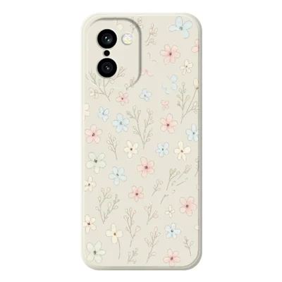 Voor OnePlus 15R 5G / Ace 6T 5G Hoesje Kleine Bloemenvertakkingen Patroon Bedrukking Rechte Rand TPU Telefoon Achterkant - Beige