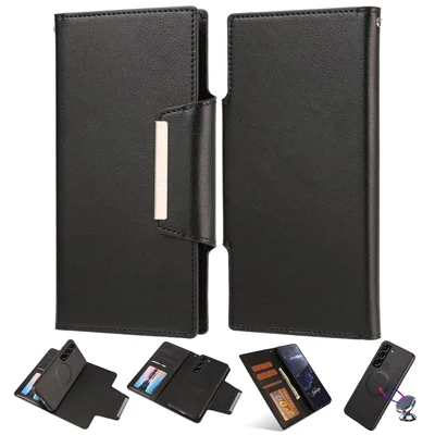 Detachable Phone Cover For Samsung Galaxy S23 Slim PU Leather+TPU Flip Wallet Drop-proof Phone Case - Black